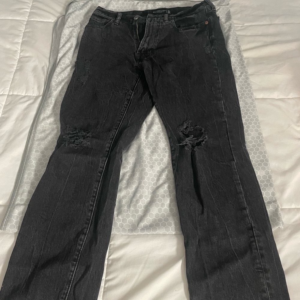 Distressed Black Denim Jeans